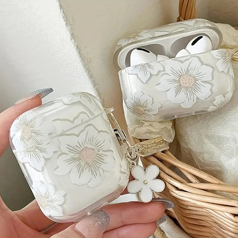 Coque AirPods - Motif Anémone blanche