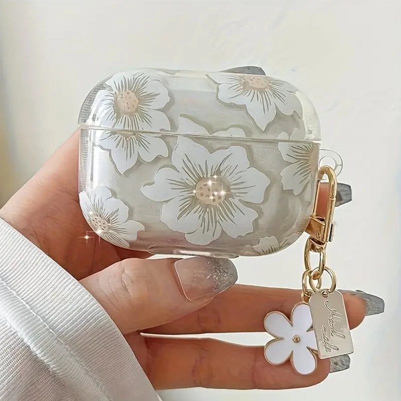 Coque AirPods - Motif Anémone blanche