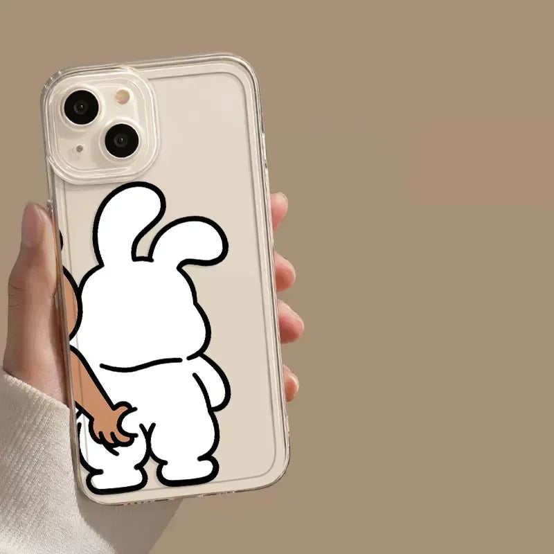 Coque iPhone Minimaliste - ourson + lapin coquin