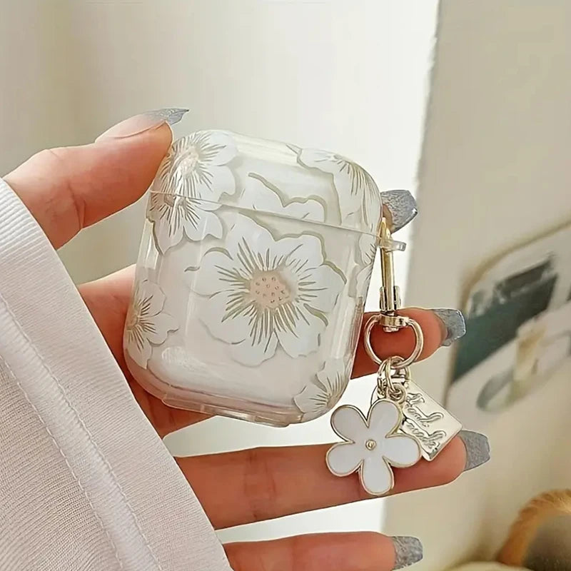 Coque AirPods - Motif Anémone blanche