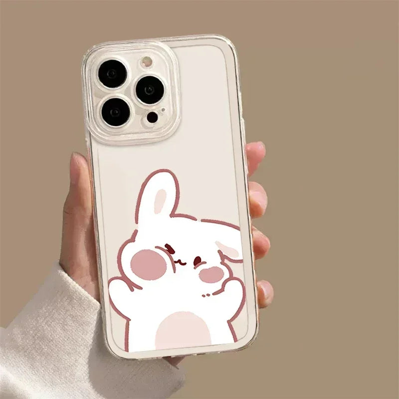 Coque iPhone Minimaliste - ourson + lapin mignon