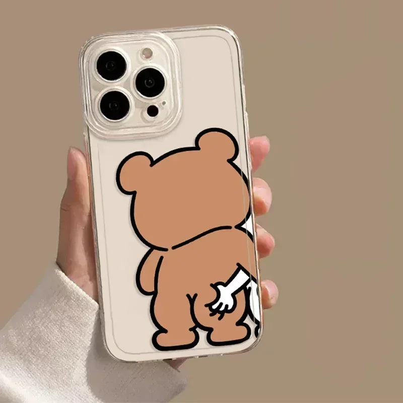 Coque iPhone Minimaliste - ourson + lapin coquin