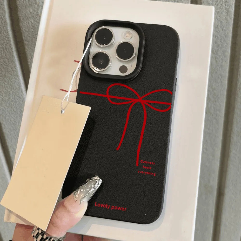 Coque iPhone Minimaliste - Nœud rouge