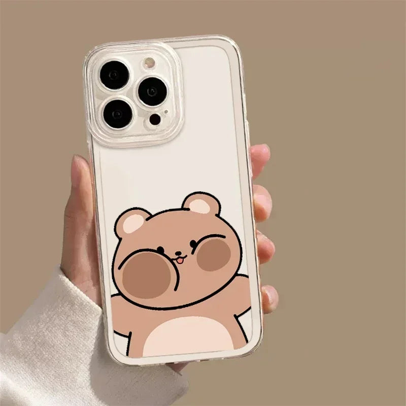 Coque iPhone Minimaliste - ourson + lapin